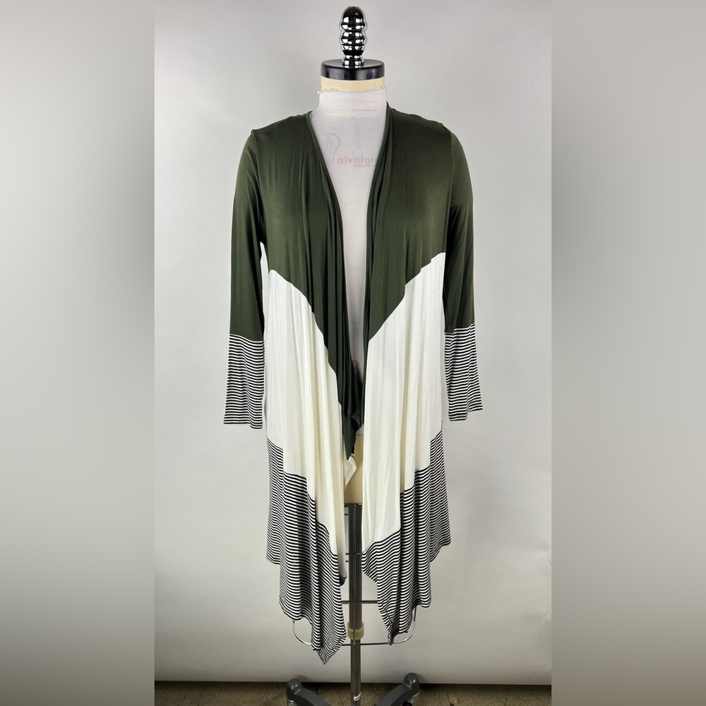 💚 3461. Light Weight ColorBlock Striped Open Front Cardigan